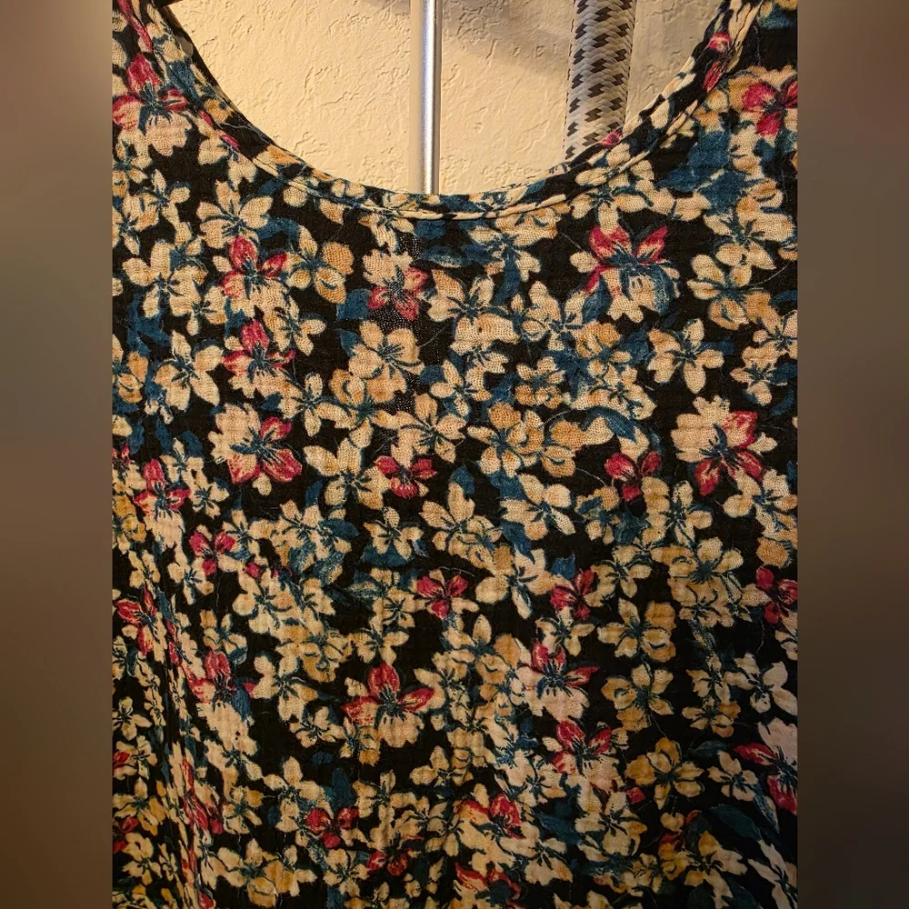 Multicolored Floral Flutter Sleeve Peplum Top Boho Blouse Women's 14 - Picture 5 of 8